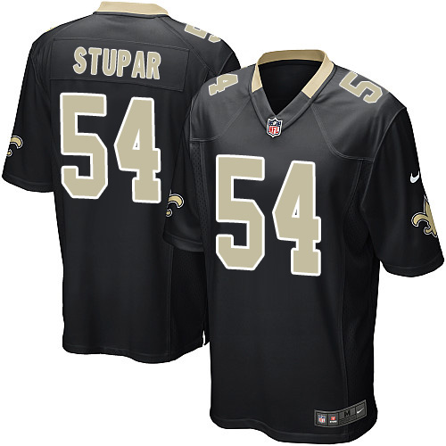 Men's Game Nate Stupar Nike Jersey Black Home - #54 NFL New Orleans Saints